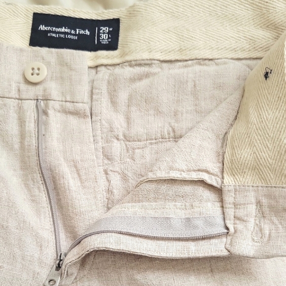 Abercrombie & Fitch Mens Linen Blend Athletic Loose Linen Blend Pull On Pants - Picture 5 of 9
